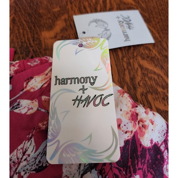 Harmony & Havoc Pink Floral Palazzo Pants Open Leg Capris Length Sz Small Tags - Picture 4 of 6